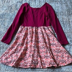 Tea Collection Burgundy and Pink Floral Kids Dress
